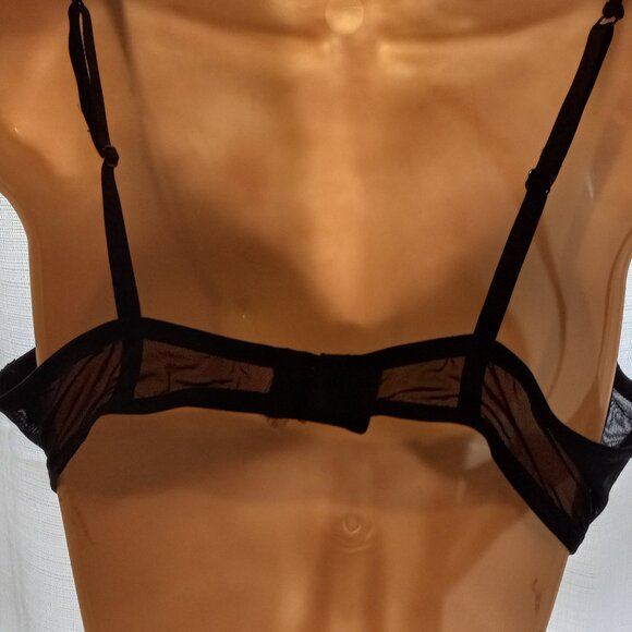 Black Lace and Rhinestones Bra 38C - Picture 4 of 5